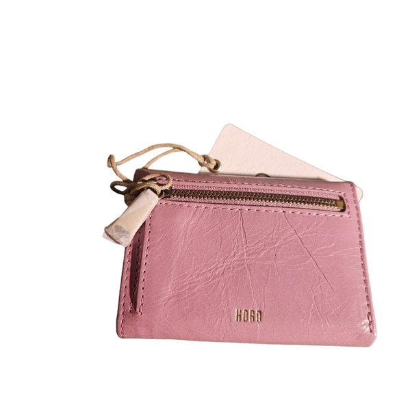 HOBO Jill Mini Fold Wallet Pink Leather 'Lilac Rose' trifold billfold coin zip - Picture 2 of 5